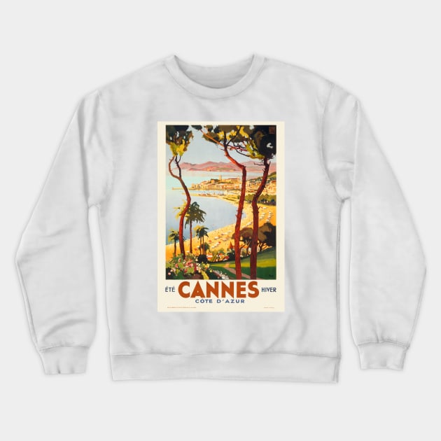 Cannes - Côte d'Azur France Vintage Poster 1935 Crewneck Sweatshirt by vintagetreasure